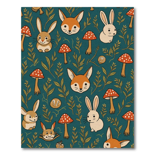 Whimsical Forest Animals Mushroom Companions Rug