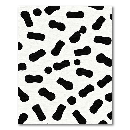 Black White Irregular Spots Rug