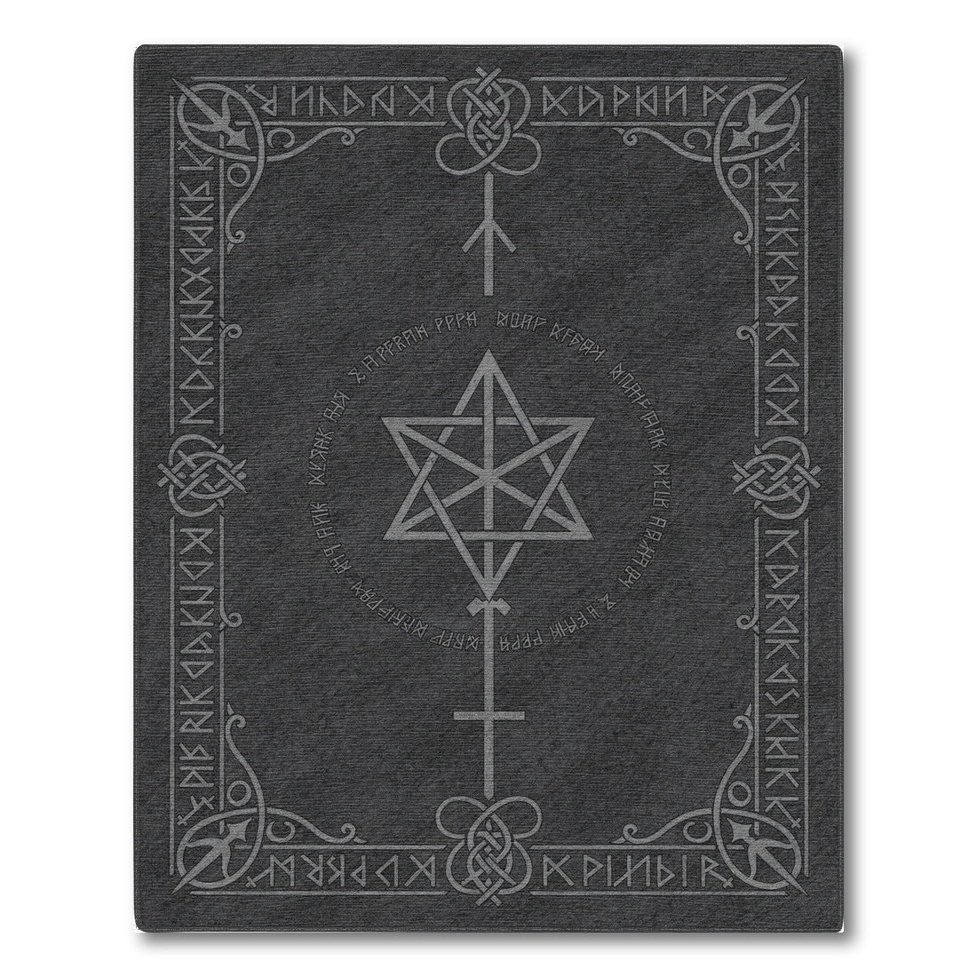 Grey Norse Rune Hexagram Area Rug
