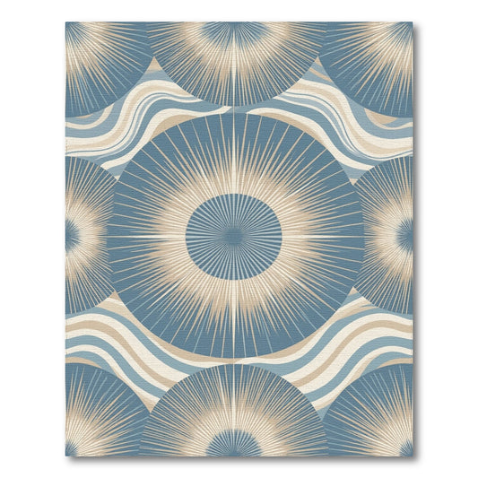 Blue Geometric Sunburst Area Rug