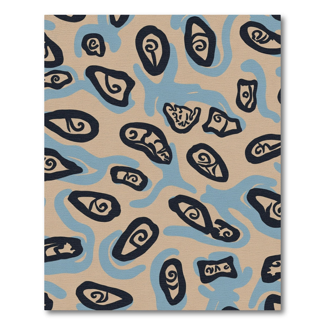 Abstract Swirl Eyes Beige Blue Rug