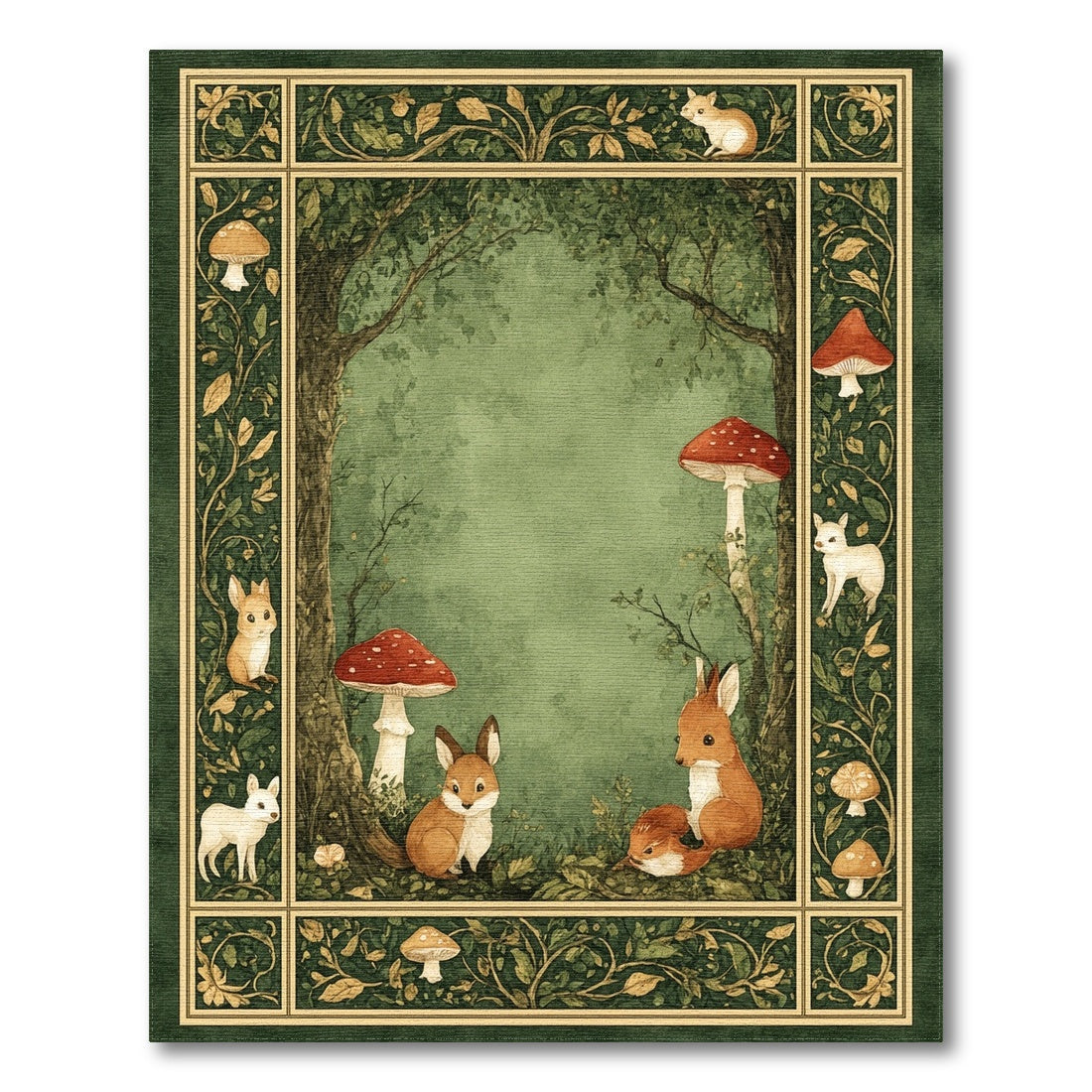 Enchanted Forest Fox and Rabbit Area Rug