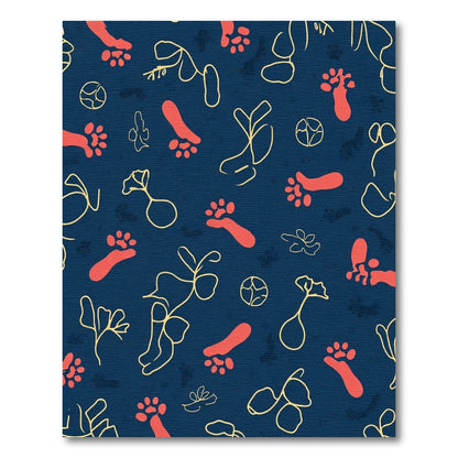 Coral Footprints Botanical Abstract Rug