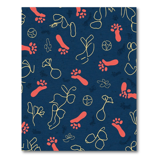 Coral Footprints Botanical Abstract Rug