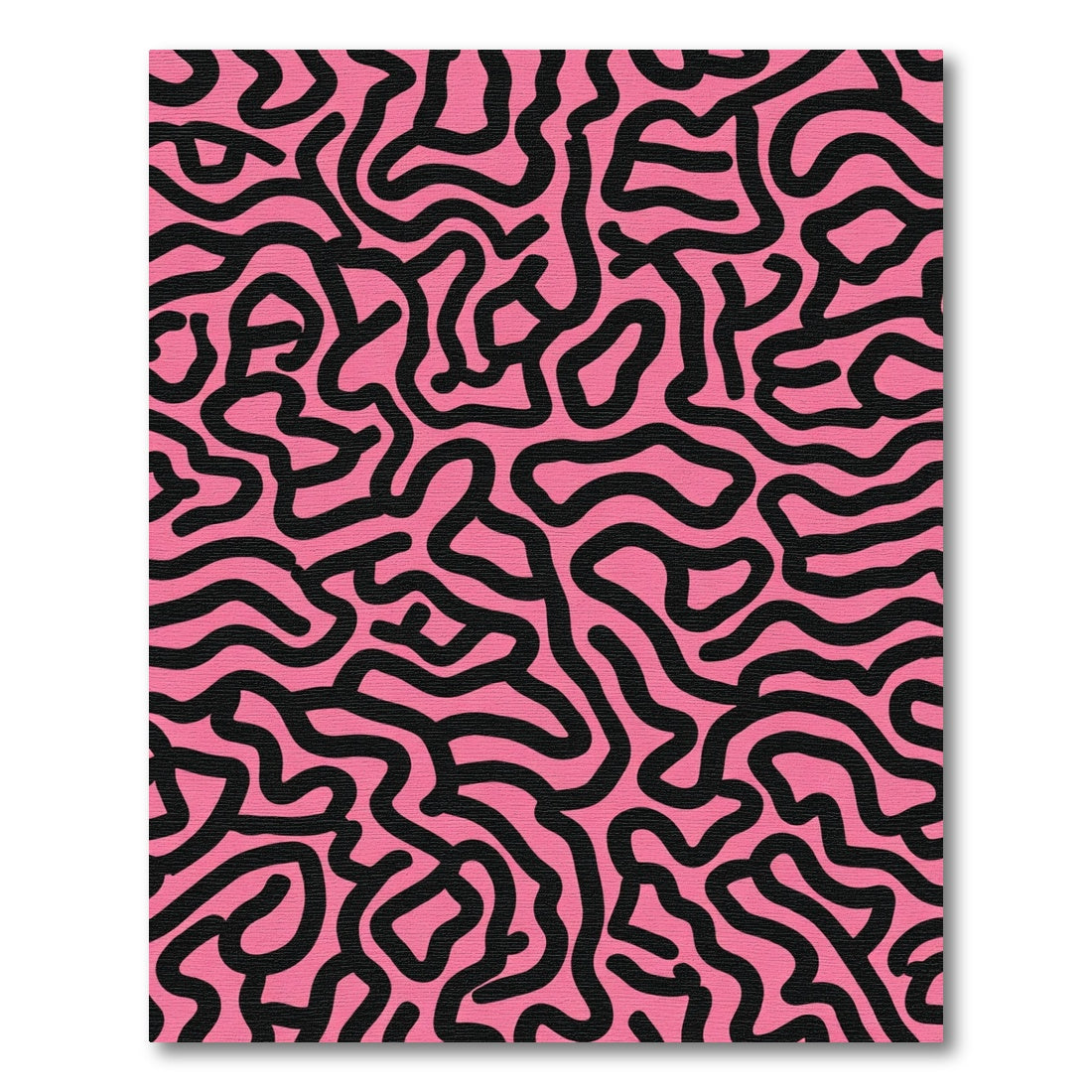 Pink Black Abstract Contour Rug