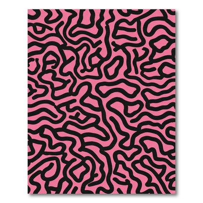 Pink Black Abstract Contour Rug