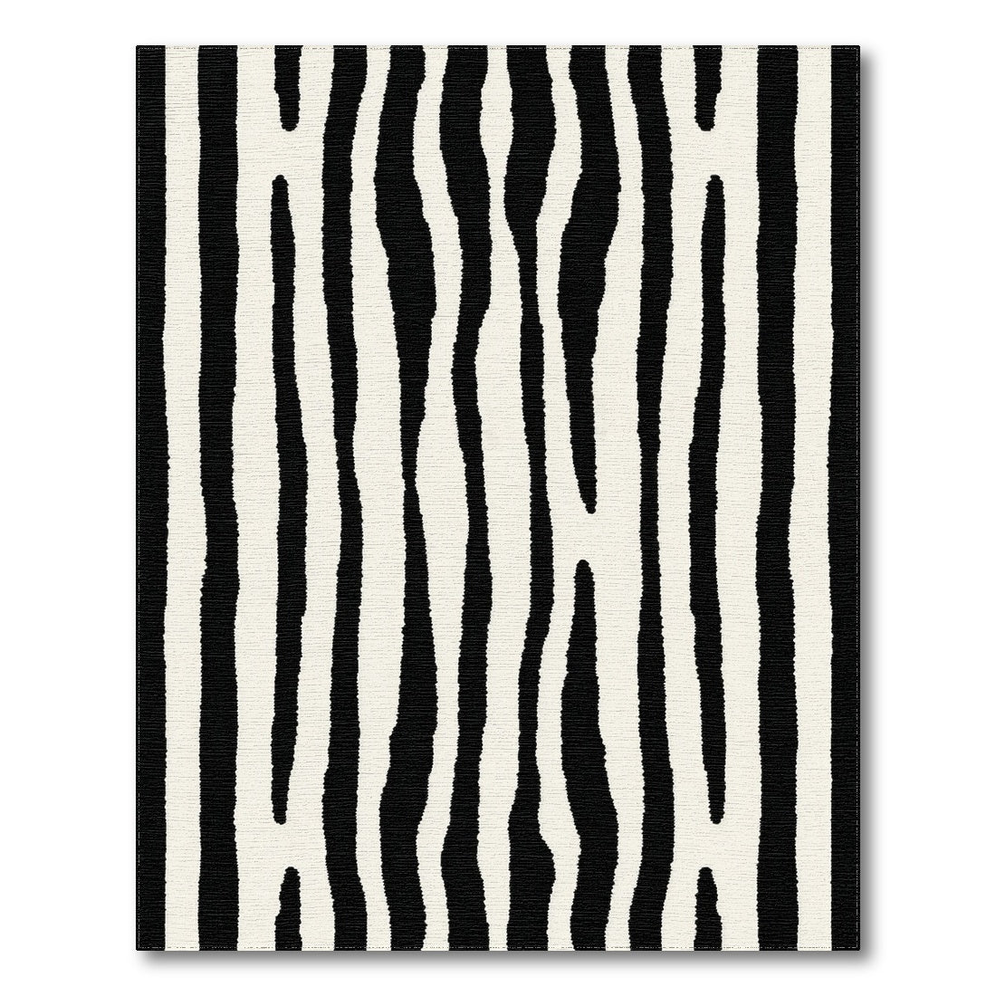 Geometric Modern Black and White Black White Wavy Stripe Area Rug