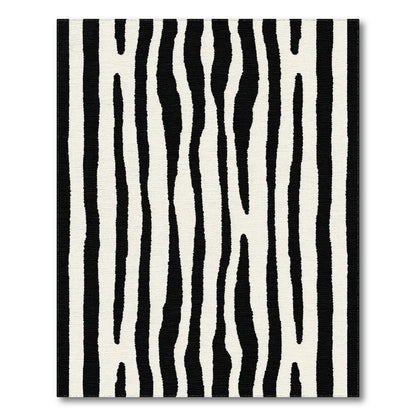 Geometric Modern Black and White Black White Wavy Stripe Area Rug