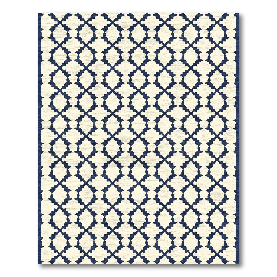 Cream Navy Arabesque Lattice Rug