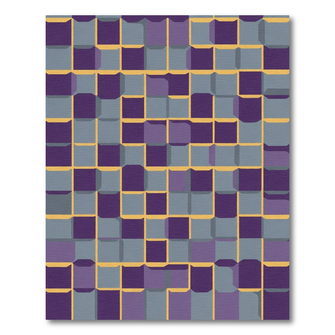 Deep Purple Gray Grid Tile Rug