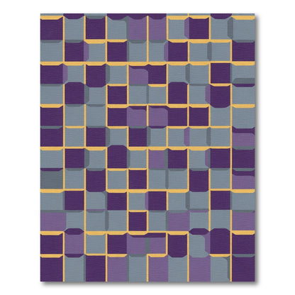 Deep Purple Gray Grid Tile Rug