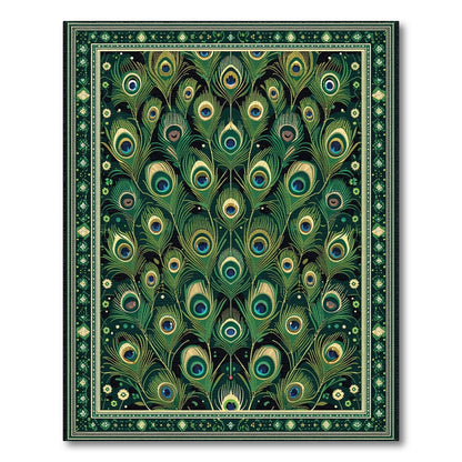 Green Emerald Peacock Feather Area Rug
