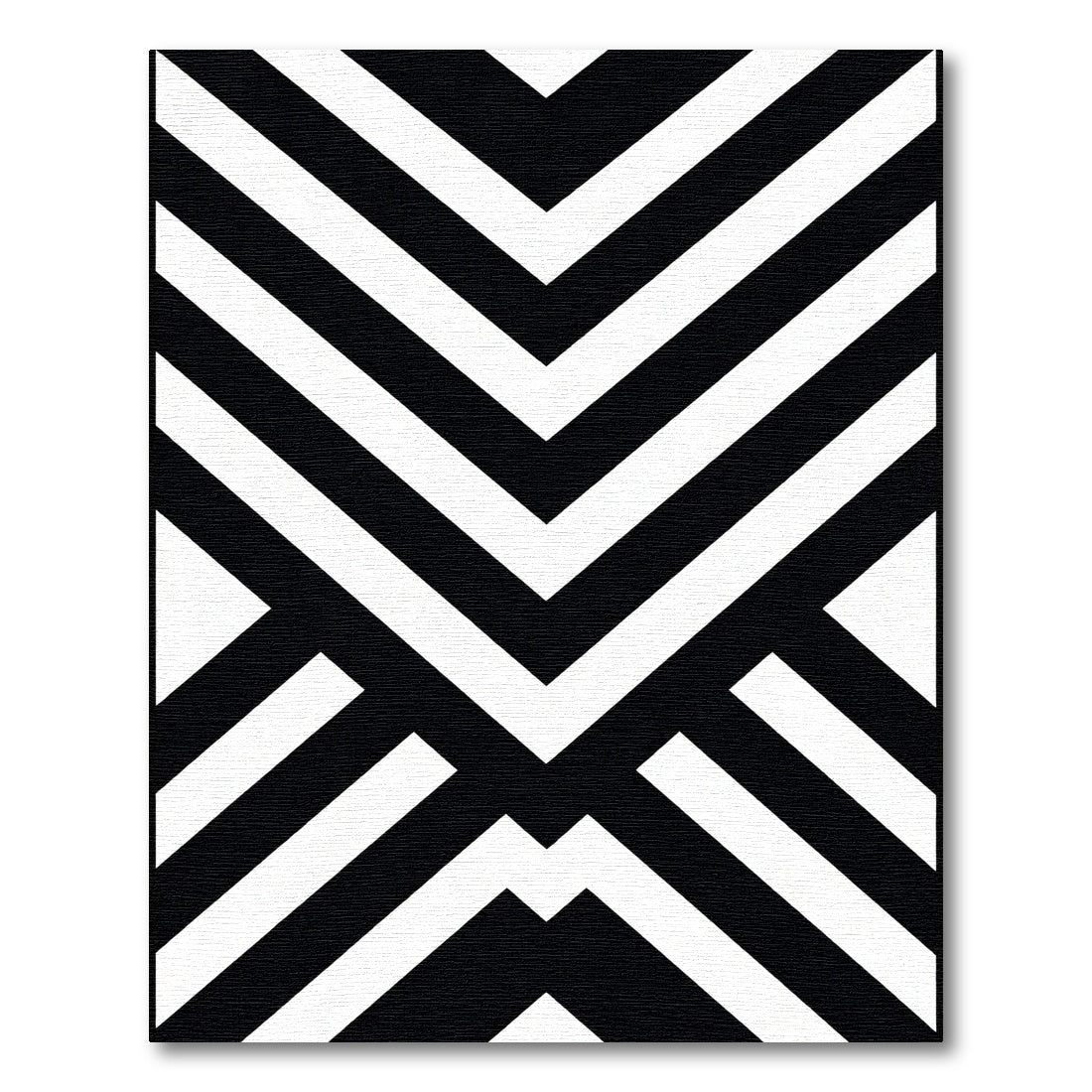 Abstract Black White Chevron Geometric Rug