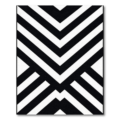 Abstract Black White Chevron Geometric Rug