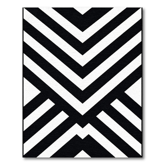 Abstract Black White Chevron Geometric Rug