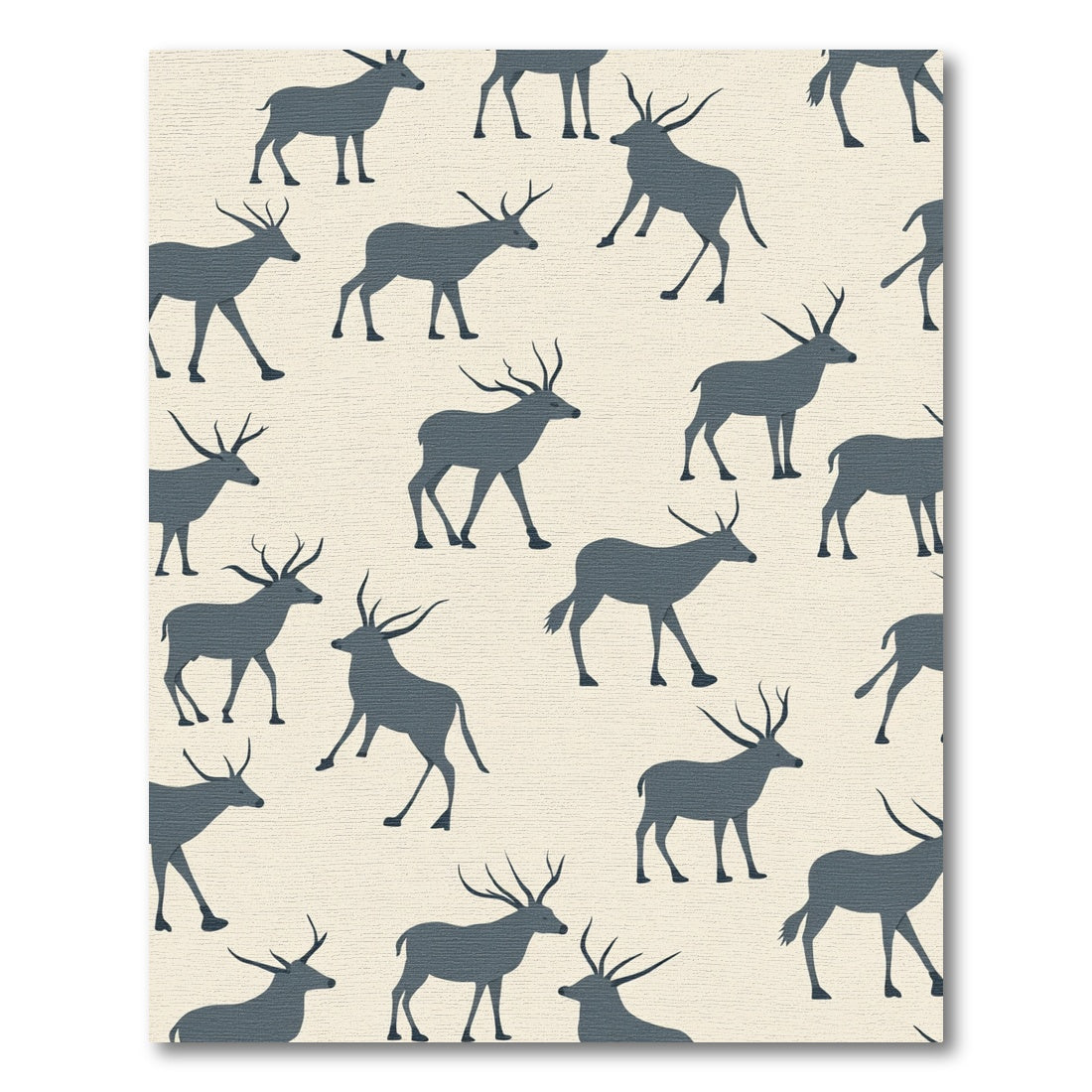 Deep Blue Antelope Silhouette Repeating Pattern Rug