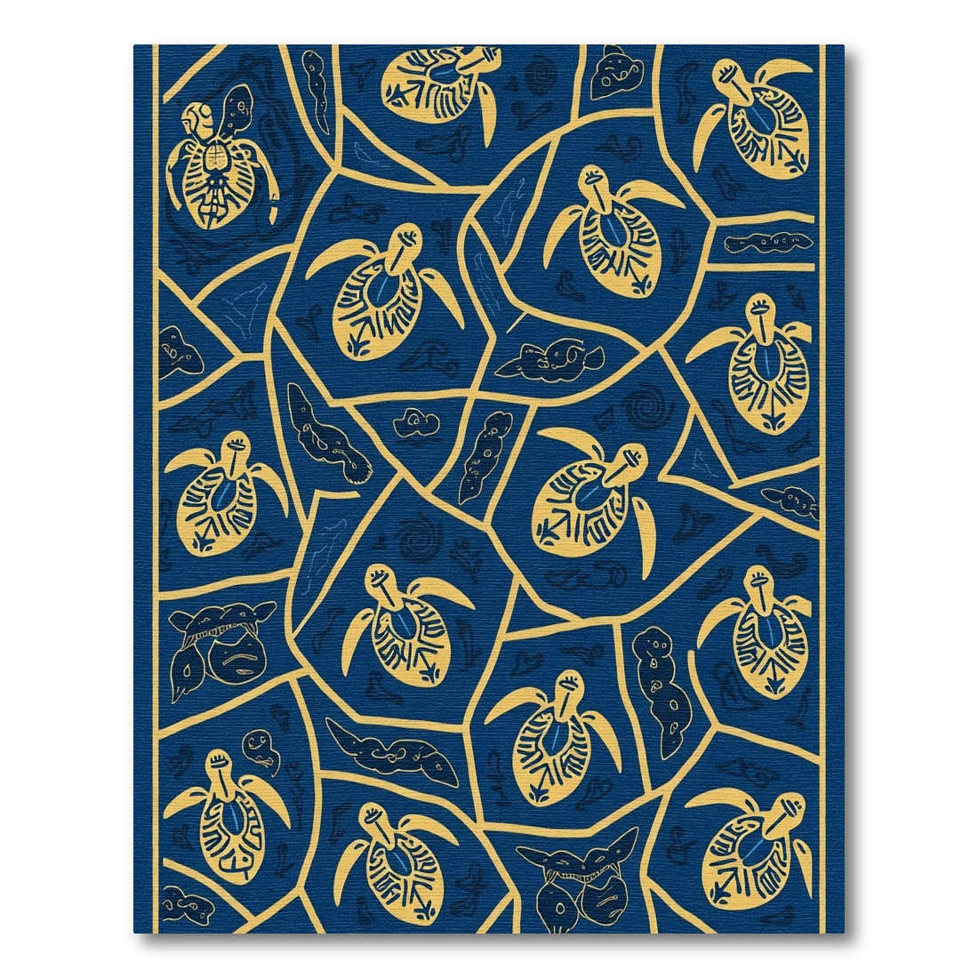 Golden Turtle Blue Geometric Collage Rug