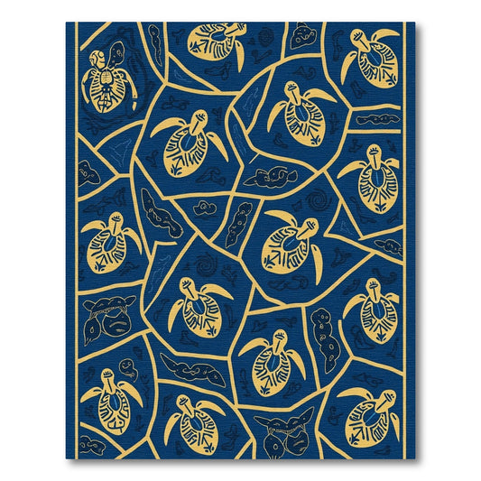 Golden Turtle Blue Geometric Collage Rug