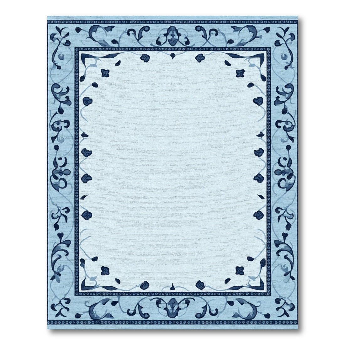 Pale Blue Floral Accented Border Rug