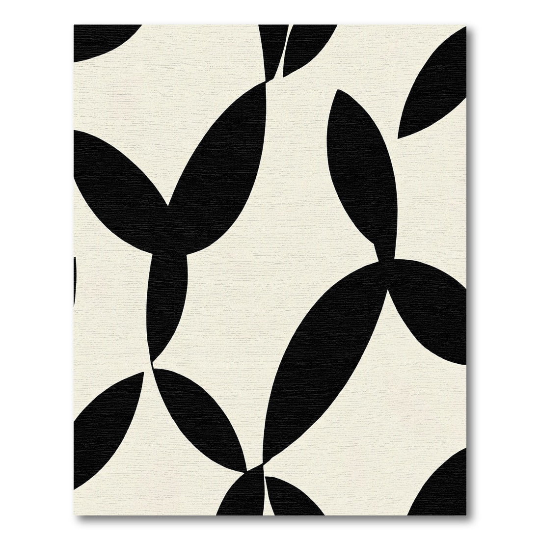Cream and Black Interlocking Petal Shape Rug