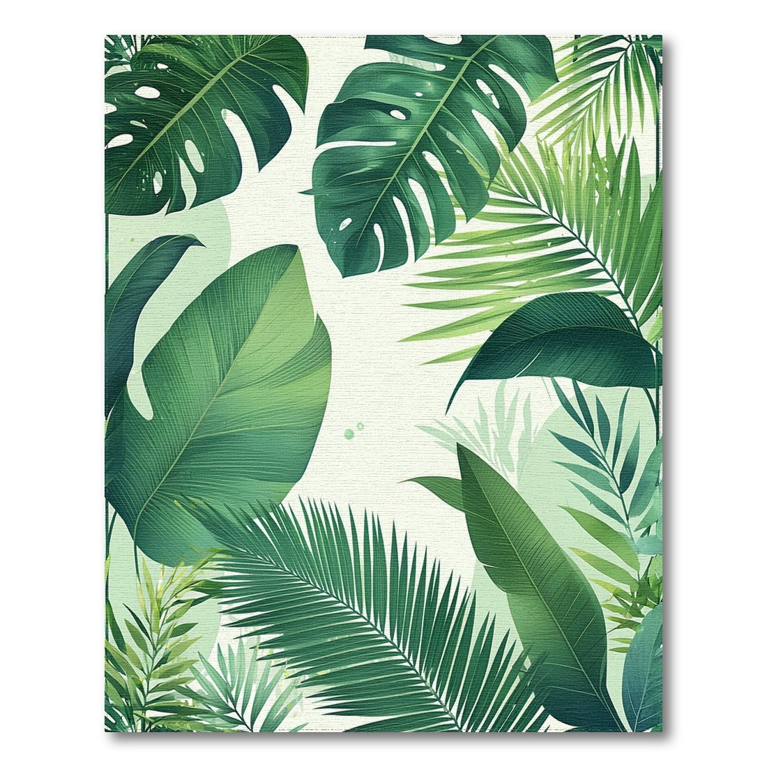 Lush Green Leaf Washable Area Rug