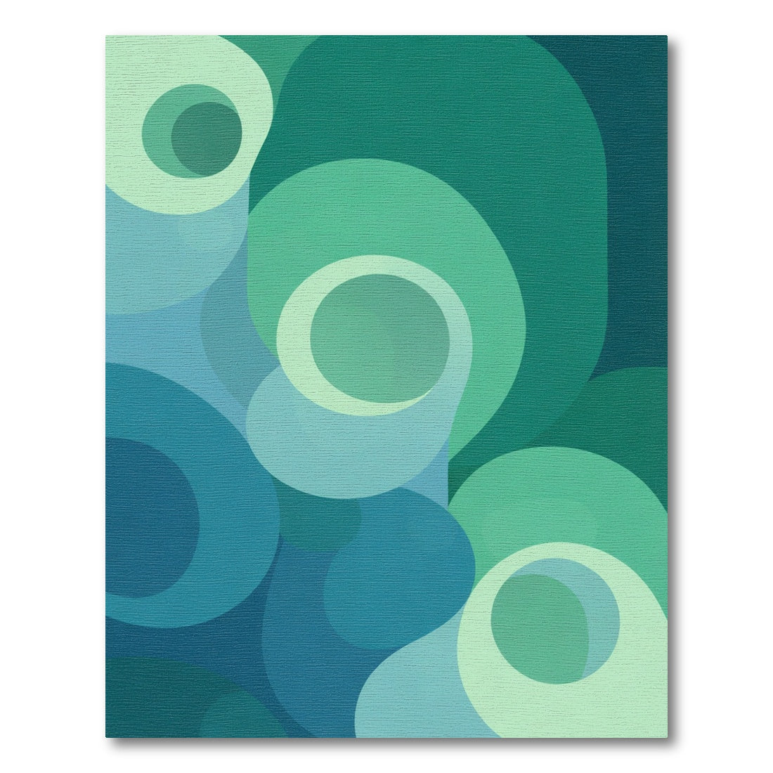 Cool Blue Green Overlap Circles Rug