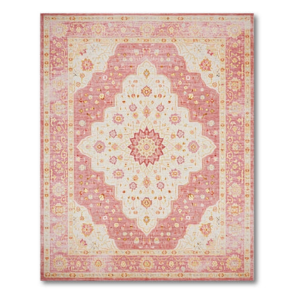 Pink Floral Medallion Vintage Area Rug
