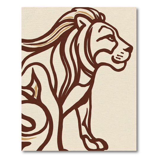 Majestic Brown Lion Silhouette Rug