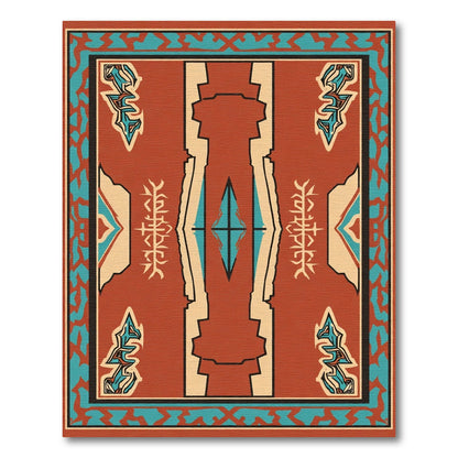 Terracotta Tribal Geometric Symmetry Rug