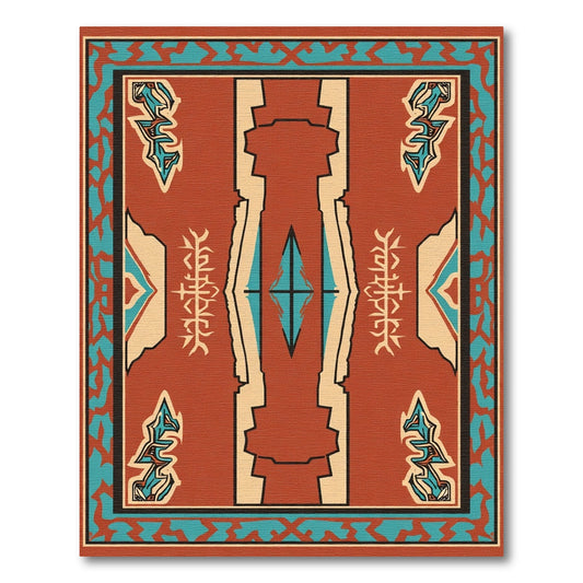 Terracotta Tribal Geometric Symmetry Rug