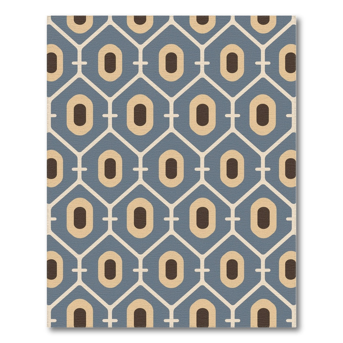 Geometric Modern Blue Geometric Oval Area Rug