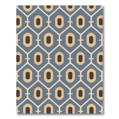 Geometric Modern Blue Geometric Oval Area Rug