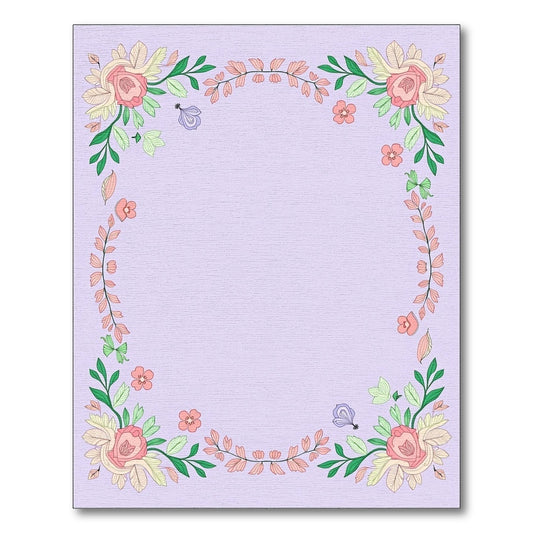 Pastel Floral Wreath Border Rug