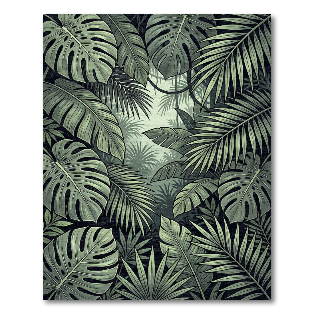 Lush Green Tropical Leafy Forest Rug