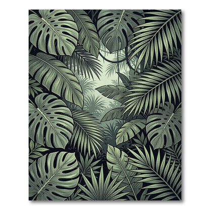 Lush Green Tropical Leafy Forest Rug