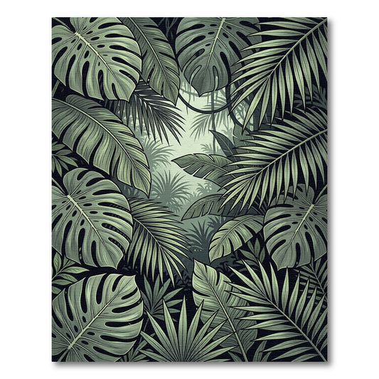 Lush Green Tropical Leafy Forest Rug