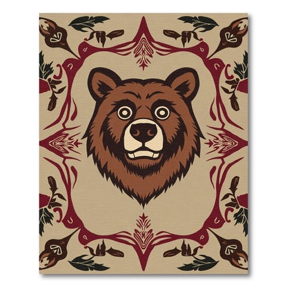 Brown Bear Woodland Folk Art Rug
