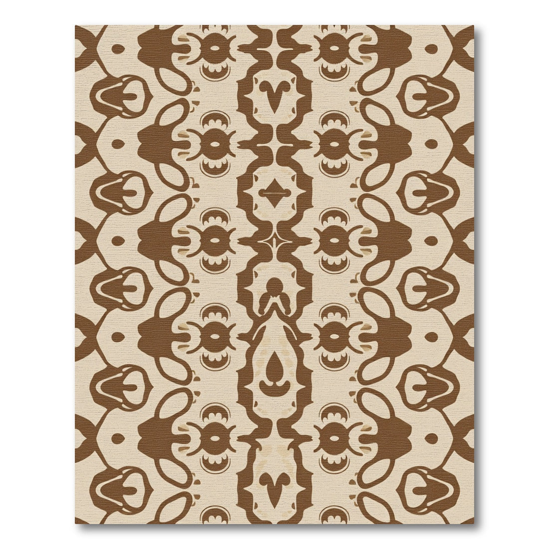 Brown and Cream Symmetrical Curlicue Rug