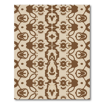 Brown and Cream Symmetrical Curlicue Rug