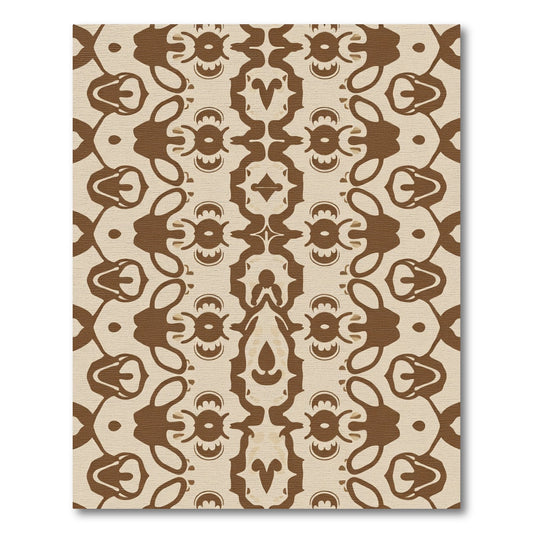 Brown and Cream Symmetrical Curlicue Rug