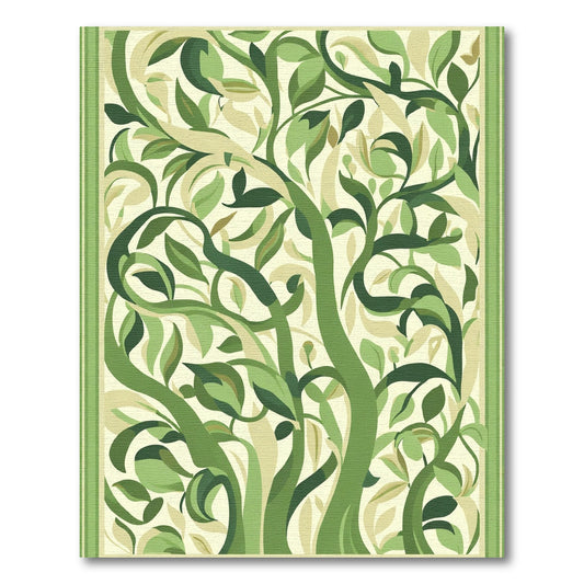 Verdant Green Foliage Swirl Rug