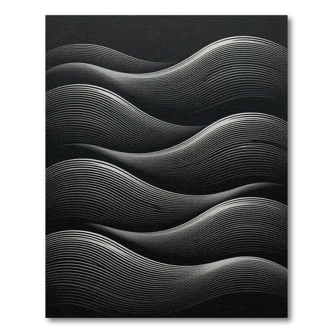 Monochrome Wavy Ribbon Abstract Rug