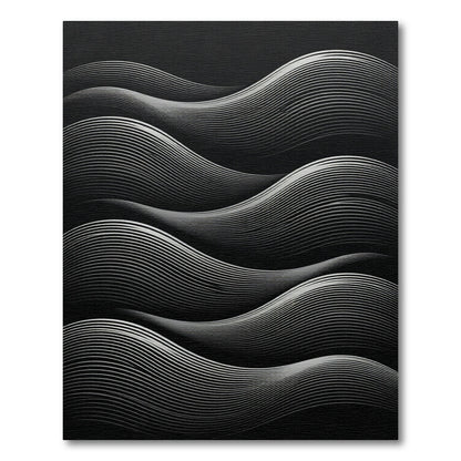 Monochrome Wavy Ribbon Abstract Rug