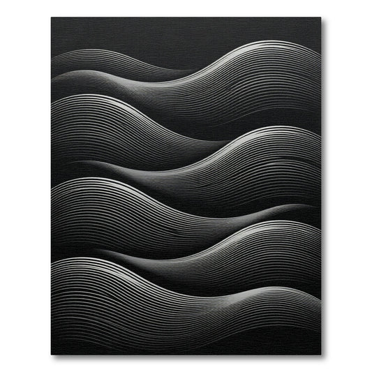 Monochrome Wavy Ribbon Abstract Rug