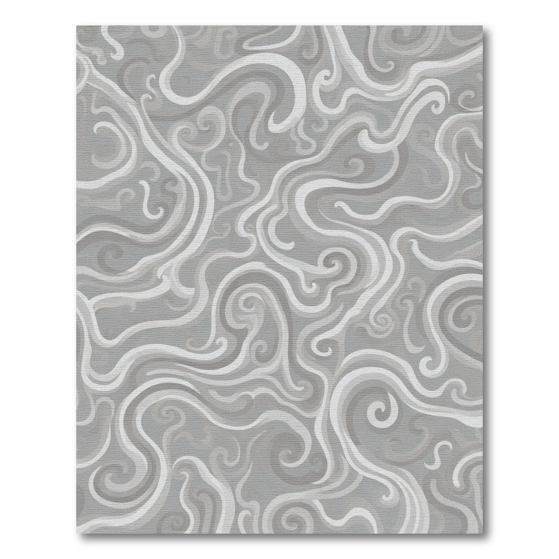 Soft Gray Swirl Abstract Waves Rug