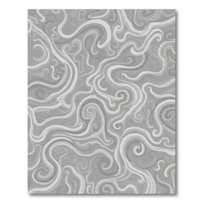 Soft Gray Swirl Abstract Waves Rug