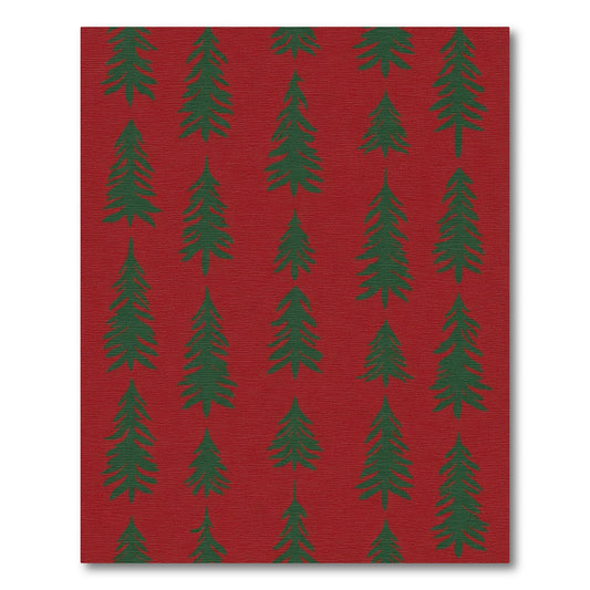 Crimson Forest Tree Arrangement Rug