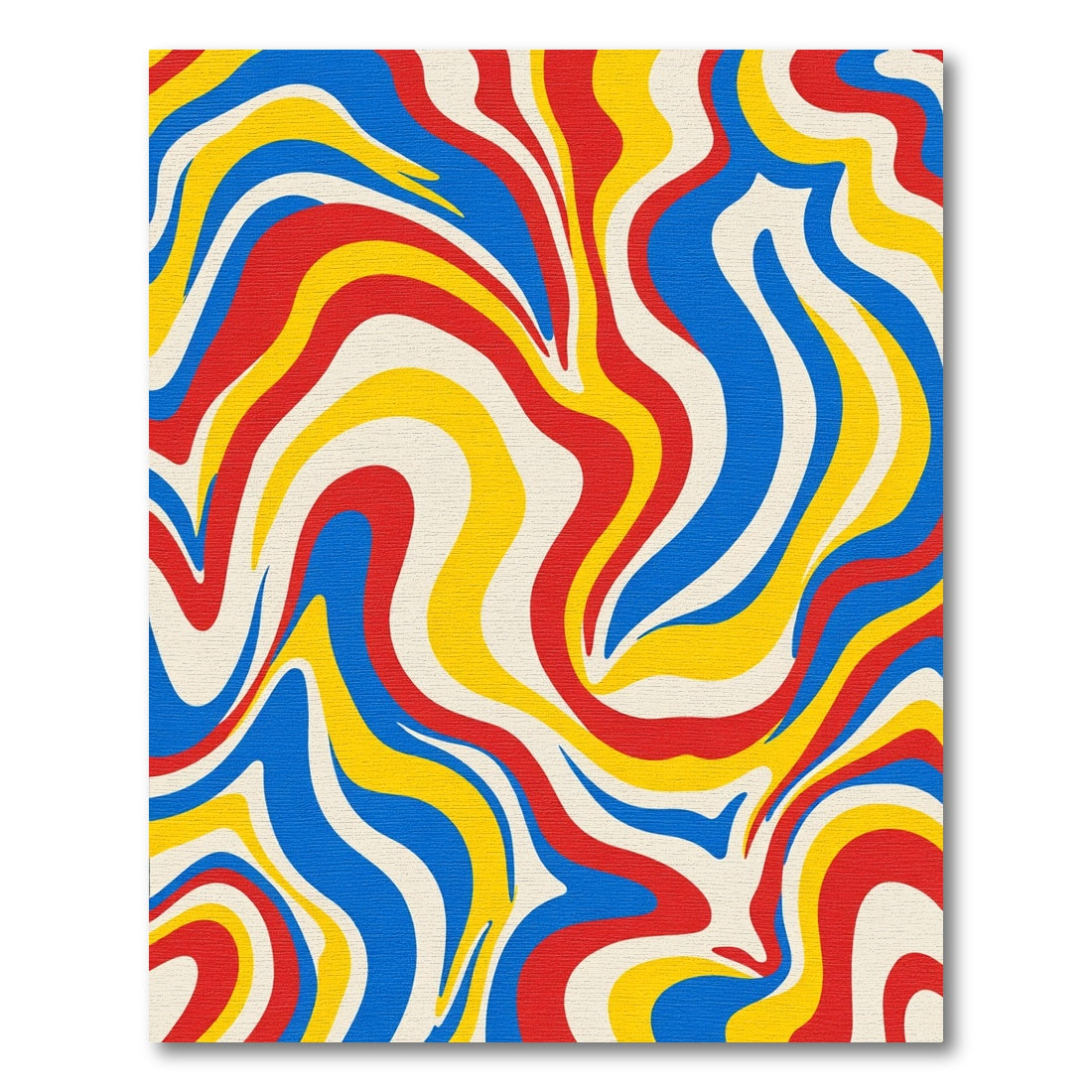 Bold Red Blue Yellow Swirl Rug