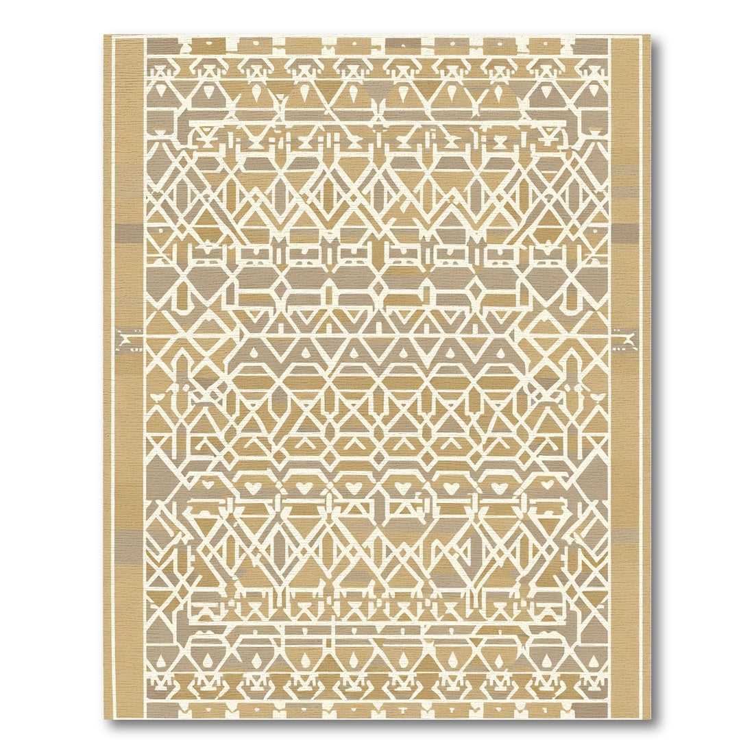 Geometric Beige Ivory Lattice Rug