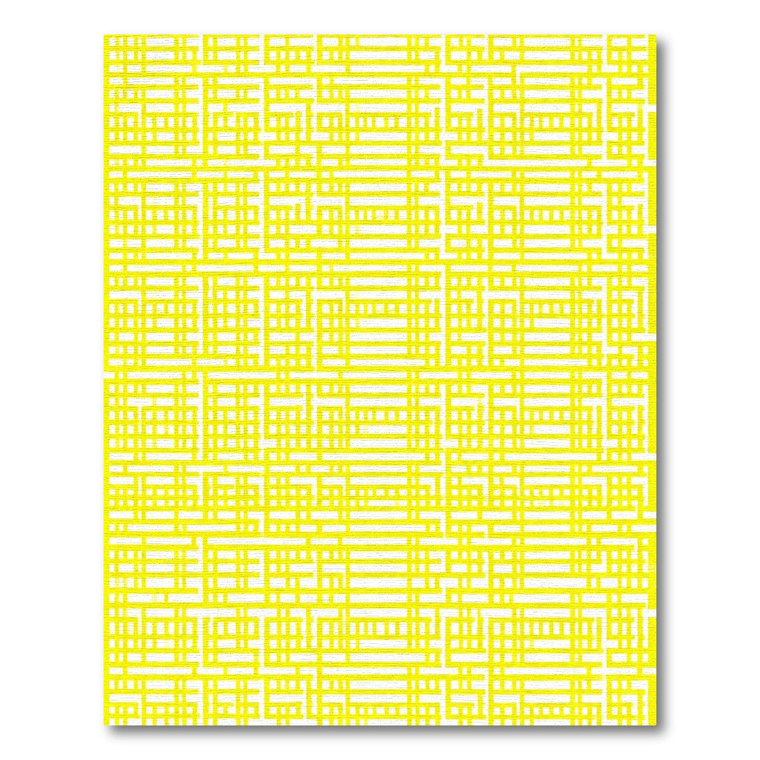 Bright Yellow Interlocking Cube Geometry Rug